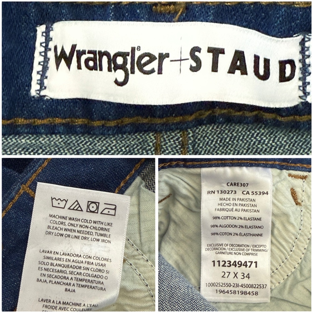 WRANGLER x STAUD DARK BLUE STRAIGHT LEG LONG JEANS - Picture 7 of 14